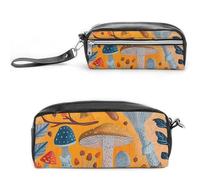 RTFGHJS Various Mushrooms Pencil Case, Large Capacity Pencil Pouch, Leather Small Makeup Bag, Portable Zipper Stationery Bag for Stationery, Travel Toiletry, Makeup, Supplies