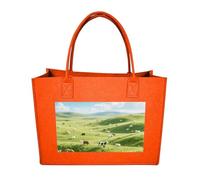 RTFGHJS Vast Prairie Tote Bags Reusable Shopping Bag Grocery Bag Felt Handbags Storage Bags Fruit Orange