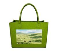 RTFGHJS Vast Prairie Tote Bags Reusable Shopping Bag Grocery Bag Felt Handbags Storage Bags Light Green