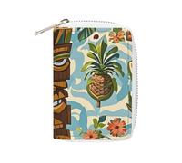 RTFGHJS Vintage Aloha Tiki Pattern Credit Card Holder Wallet PU Leather Card Case Cards Protector Front Pocket Wallets