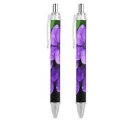 RTFGHJS Violet Flower Ballpoint Pens Retractable Ball Point Pens Smooth 0.5mm Medium Writing Pen Black Ink Pen for Men Women 2 PCS