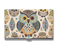 RTFGHJS Watermelon Green Business Card Holder, Metal Slim Name Card Case, Pocket Cards Holder for Women Or Men, Name Cards Booklet for Professionals, Executives, Color owl pattern, One Size