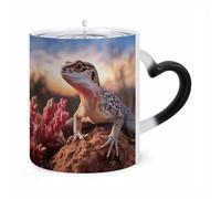 RTFGHJS White Lizard Color Changing Mug Heat Activated Coffee Mug Funny Ceramic Magic Mugs Personalized Novelty Heat Sublimation Cups for Men Women Gifts 11 Oz