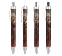 RTFGHJS Wild Wolf in The Fire Ballpoint Pens Retractable Ball Point Pens Smooth 0.5mm Medium Writing Pen Black Ink Pen for Men Women 4 PCS