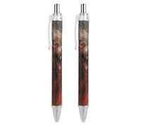 RTFGHJS Wild Wolf in The Fire Ballpoint Pens Retractable Ball Point Pens Smooth 0.5mm Medium Writing Pen Black Ink Pen for Men Women 2 PCS