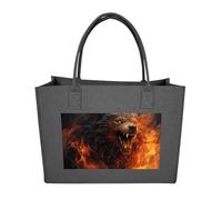 RTFGHJS Wild Wolf in The Fire Tote Bags Reusable Shopping Bag Grocery Bag Felt Handbags Storage Bags, Dark Gray, One Size