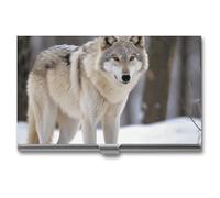 RTFGHJS Wolf in The Snow Business Card Holder, Metal Slim Name Card Case, Pocket Cards Holder for Women Or Men, Name Cards Booklet for Professionals, Executives