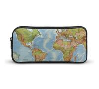 RTFGHJS World Map Pencil Case, Large Capacity Zipper Pencil Pouch Portable Office Stationery Makeup Bag, Desk Organizer for Stationery, Travel Toiletry, Makeup, Supplies