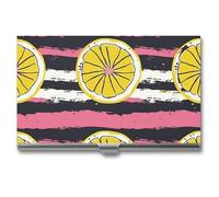 RTFGHJS Yellow Lemon Slices Business Card Holder, Metal Slim Name Card Case, Pocket Cards Holder for Women Or Men, Name Cards Booklet for Professionals, Executives