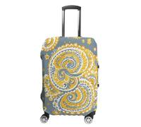 RTFGHJS Yellow Paisley Pattern Luggage Cover Elastic Luggage Covers for Suitcase Travel Luggage Covers Anti-Scratch Washable Suitcase Sleeve Fits 19-32 Inch Luggage, white, XL