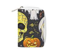 RTFGHJS Yellow Paisley Pattern PU Leather Card Holder - Slim Durable Credit Card Organizer for Men & Women, Yellow Skull, 16x11.5cm