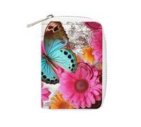 RTFGHJS Yellow Paisley Pattern PU Leather Card Holder - Slim Durable Credit Card Organizer for Men & Women, Colorful Flower Butterfly, 16x11.5cm