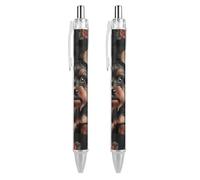 RTFGHJS Yorkie Puppy Ballpoint Pens Retractable Ball Point Pens Smooth 0.5mm Medium Writing Pen Black Ink Pen for Men Women 2 PCS