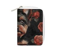 RTFGHJS Yorkie Puppy Credit Card Holder Wallet PU Leather Card Case Cards Protector Front Pocket Wallets