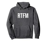 RTFM - Read the Manual Pullover Hoodie, Adult Unisex, Dark Heather Grey, Small
