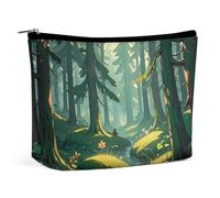 RTFNGLS Enchanted Wilderness Fantasy on Dark Green Portable Travel Toiletries Makeup Bag Bathroom Storage Bag Makeup Bag Portable Makeup Bag Large Capacity Travel Makeup Bag Organize, style, One Size