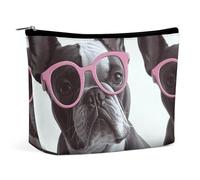 RTFNGLS French Bulldog Pink Glasses Portable Travel Toiletries Makeup Bag Bathroom Storage Bag Makeup Bag Portable Makeup Bag Large Capacity Travel Makeup Bag Organize, style, One Size