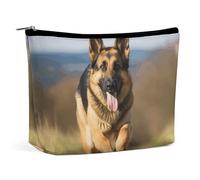 RTFNGLS Running German Shepherd Dog Portable Travel Toiletries Makeup Bag Bathroom Storage Bag Makeup Bag Portable Makeup Bag Large Capacity Travel Makeup Bag Organize, style, One Size