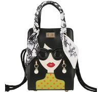 RTGGSEL Novelty Unique 3D Lady Face PU Leather Top Handle Satchel Handbags for Women Funky Tote Purse Hobo Crossbody Shoulder bags, Scarf Black, L, Novelty
