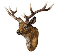 RTGGSEL Retro Faux Stag Wall Mount Mule Deer Simulated Resin Taxidermy Animal Head Ornament Fake Deer Head Sculpture Wall Decor (16.9" X 15.7" X 9.8")