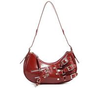 RTGGSEL Star Houndstooth Checkered Pattern Shoulder Bags for Women Crescent Crossbody Hobo Handbag Y2K Underarm Purse, Punk Wine Red