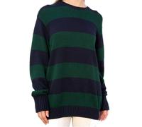 RTGSE Women Vintage Argyle Plaid Knitted Sweaters Jumper Long Sleeve Plaid Pullovers Sweaters Y2K 90s E-Girl Knitwear Jumper (Striped Green Blue, L)