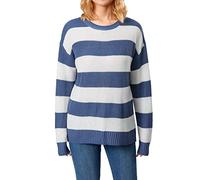 RTGSE Women Vintage Argyle Plaid Knitted Sweaters Jumper Long Sleeve Plaid Pullovers Sweaters Y2K 90s E-Girl Knitwear Jumper (Striped Blue White, L)