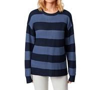RTGSE Women Vintage Argyle Plaid Knitted Sweaters Jumper Long Sleeve Plaid Pullovers Sweaters Y2K 90s E-Girl Knitwear Jumper (Striped Dark Blue 2, L)