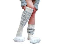 RTGSE Womens Kawaii Cat Paw Knee High Socks Fuzzy Cute Fleece Warm Boot Socks Crochet Knit Leg Warmers Boot Socks Stockings (White, One Size)
