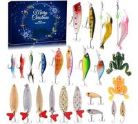 RTHANO 2025 Christmas Countdown Fishing Bait Advent Calendar, Realistic Multi-Jointed Fishing Bait Set, for Anglers, Adult Men, Fishermen, Dad, Father, Grandpa, Brother, Boyfriend