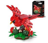 RTHANO Cardinal Building Block Set, Male Cardinal Flying in Holly Bush, Red Bird Figurine, Perfect for Home and Office Decoration, Also A Great Christmas Toy Gift for Kids and Adults