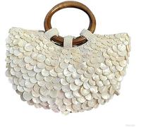 RTHANO Single Sided Bead Shell Top Handbag, Shell Evening Wallet, Summer Beach Handbag, Women's Travel Wedding Party Vacation Shell Handbag
