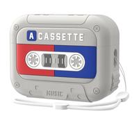 RTHCNB Cassette Tape Silicone Case for AirPods 4 Gen (2024) 3D Cute Soft Silicone Cover Protective Skin Generation Case,Grey