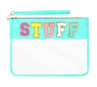 Rthjsfj Chenille Letter Bag, Clear Travel Pouch Cosmetic Makeup Bags with Zipper, Nylon Clear Small Toiletry Bag for Women Girls, Clear, Green-stuff