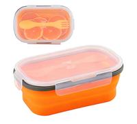 Rthynti 1000ml Silicone Bento Lunch Box, Collapsible Food Storage Containers with Lid and 2 in 1 Spoon Fork, Retractable Lunch Box for School, Traveling, Working, Camping