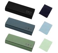 Rthynti 3Pcs Hard Shell Glasses Cases, Portable Eyeglass Cases, Portable Glasses Storage with Cleaning Cloth, Glasses Case with Magnetic Snap Fastener for Travel, Work and Daily Use