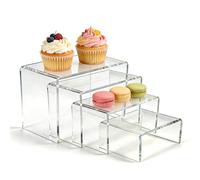 Rthynti Acrylic Display Stand, 4PCS Clear Display Risers, Tiered Shelf Organizer for Collectibles, Action Figures Retail Products & Home Decor