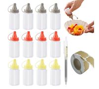 Rthynti Mini Kitchen Sauce Bottles, 12 Pcs Mini Seasoning Squeeze Bottles, Squeezable Sauce Container, Mini Condiment Squeeze Bottles for Salad Dressing, Ketchup, Soy Sauce, Honey