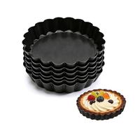 Rthynti Quiche Pan, 6Pcs Tart Tin, 10 x 2cm Quiche Tins with Loose Base Flan Tins with Loose Base for Baking Cooking Quiche Pie Tartlet Cheesecake