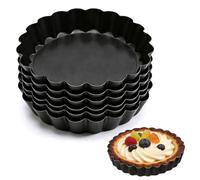Rthynti Quiche Pan, 6Pcs Tart Tin, 12 x 2cm Quiche Tins with Loose Base Flan Tins with Loose Base for Baking Cooking Quiche Pie Tartlet Cheesecake
