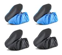 Rthynti Shoe Covers Reusable 4 Pairs, Waterproof Non-Slip Shoe Covers, Household Thickened Dustproof Overshoes Covers for Keeping Floor Carpet Clean and Tidy(Black, Royal blue)