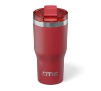 RTIC 20oz Essential Tumbler with Lid, Ceramic Lined, Insulated, Stainless Steel, Metal, Double Wall Vacuum-Insulation, Travel Cup for Iced Coffee, Tea, Hot and Cold Drink, Flag Red
