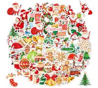 Rtinle 100pcs Christmas Stickers,Holographic Shiny Christmas Decorations Stickers,Waterproof Merry Christmas Decoration Stickers,for Scrapbooking Or Card Making Christmas Party Supplies