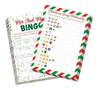 RTMISA 25 Players 2 Christmas Party Games for Family Office Classroom, Xmas Holiday Parties Songs Emoji Pictionary & Mix and Mingle Bingo Games with Answer Key for Large Groups