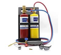 RTMMFG Oxygen MAPP Torch Kit Portable Cylinder Metal Stand, for Soldering, Brazing, Sparker, Protection Glass, Extra Nozzle(Gas Cylinders Not Included)