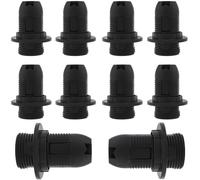 RTNLIT 10 Pcs E14 Lamp Holder, Small Edison Screw Lampholder, Plastic Shell Light Bulb Socket E14 Pendant Socket & Replacement Lampshade Ring (Black)