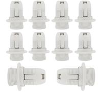 RTNLIT 10 Pcs E14 Lamp Holder, Small Edison Screw Lampholder, Plastic Shell Light Bulb Socket E14 Pendant Socket & Replacement Lampshade Ring (White)