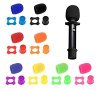 RTNLIT 8 Set Microphone Windscreen Foam Covers, Shakeproof Anti-Rolling Mic Protection Silicone Ring, Wireless Handheld Microphone Bottom Rod Sleeve Holder, for KTV, ASMR, Recording Studio, 8 Colors