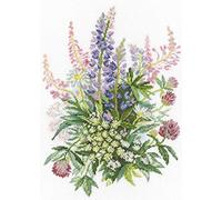 RTO Clover and Lupines Counted Cross Stitch Kit, 10.25-Inch x 14.25-Inch 14 Count