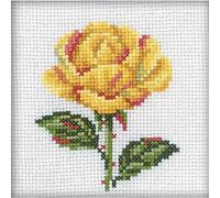RTO Yellow Rose Cross Stitch Kit-4-inch x 4-inch, 14 Count